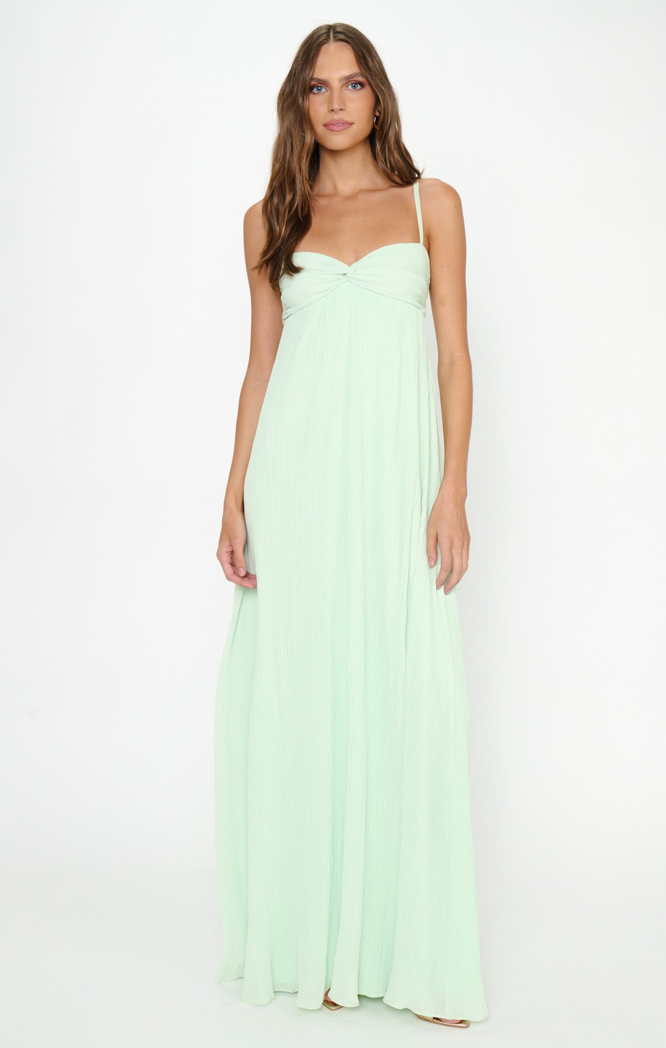 Libby Maxi Dress ~ Pistachio Pleated Chiffon