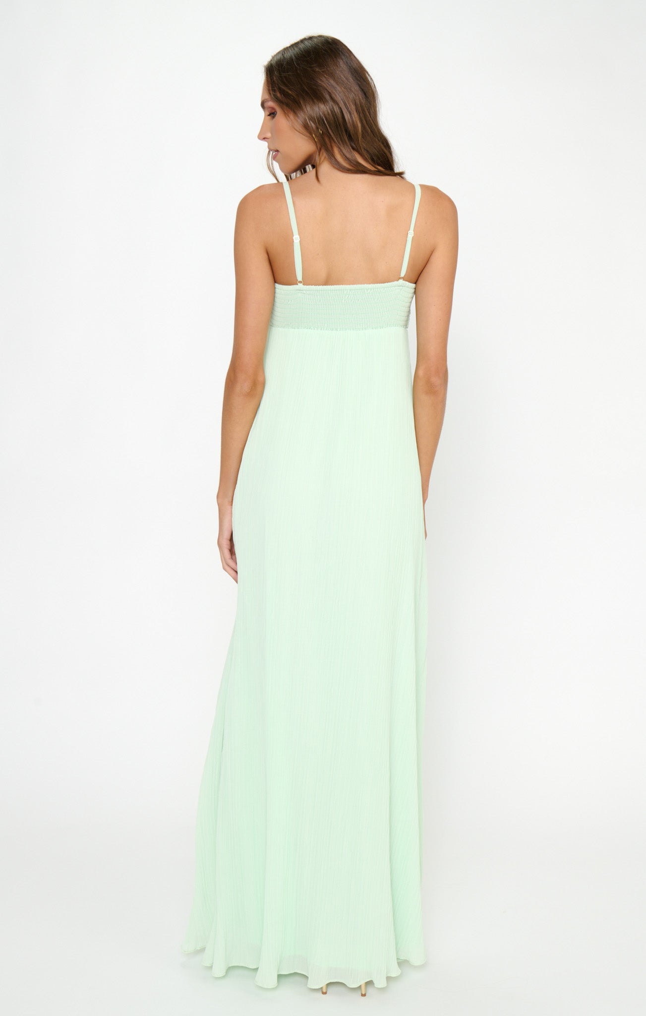 Libby Maxi Dress ~ Pistachio Pleated Chiffon