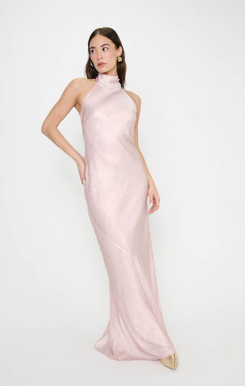Lisa Maxi Dress ~ Powder Pink Chrome