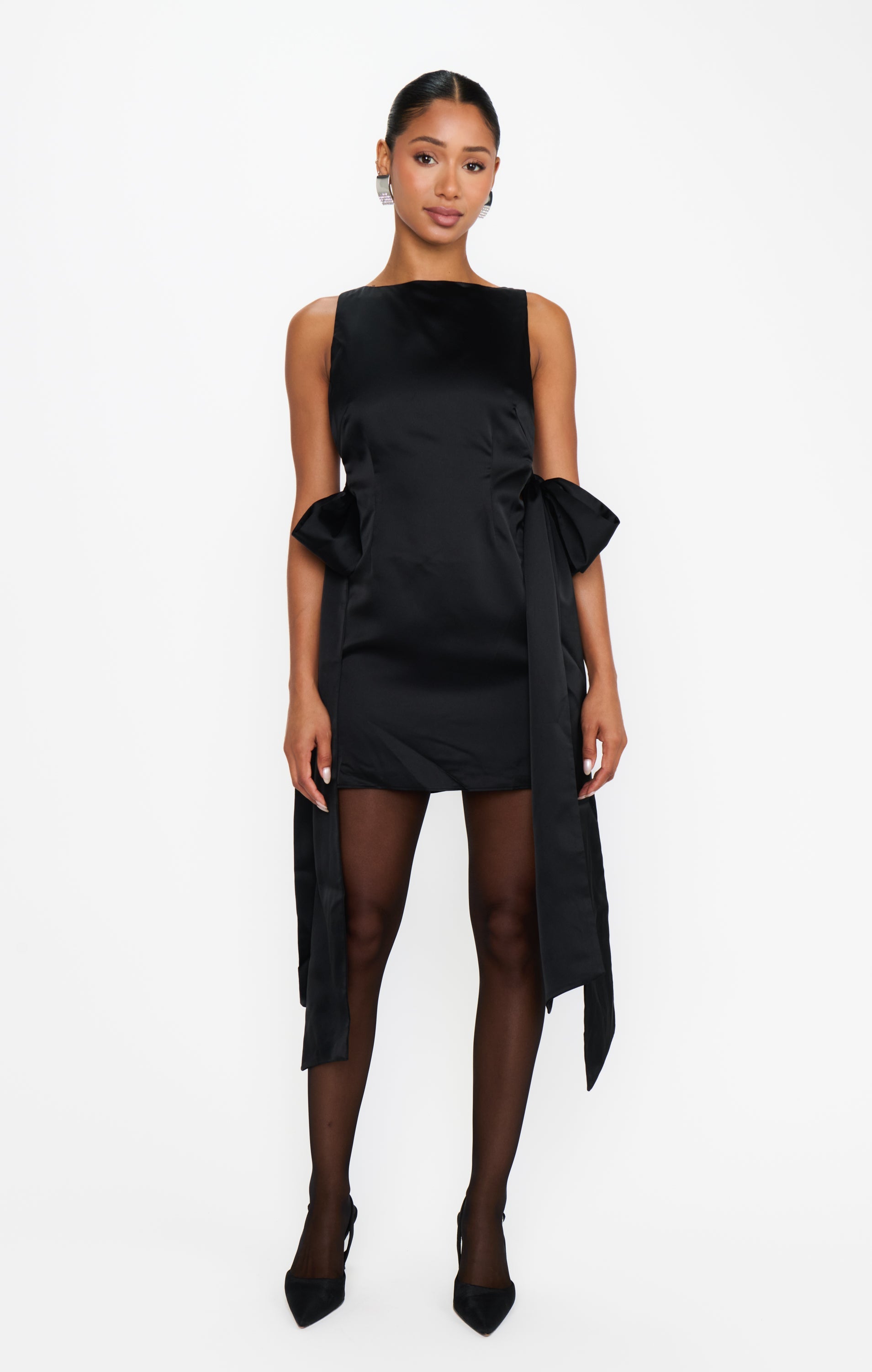 Ludlow Mini Dress ~ Black Luxe Satin