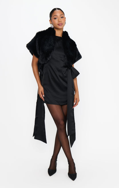 Ludlow Mini Dress ~ Black Luxe Satin