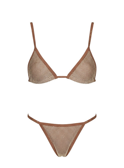 Calm Tide Triangle Bikini Top Brown