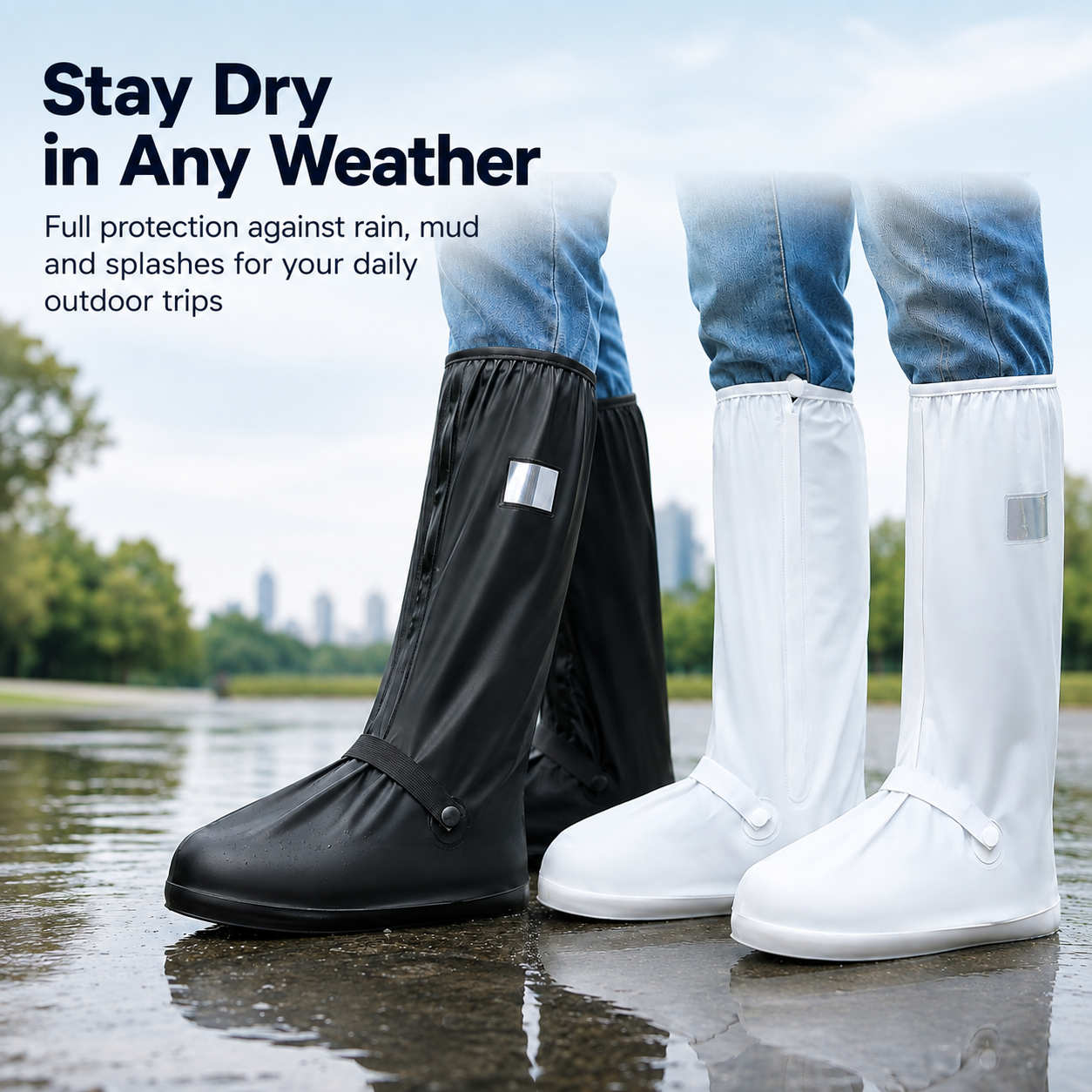 Waterproof Reusable Shoe Covers, Non‑Slip Rain Overshoes for Outdoor
