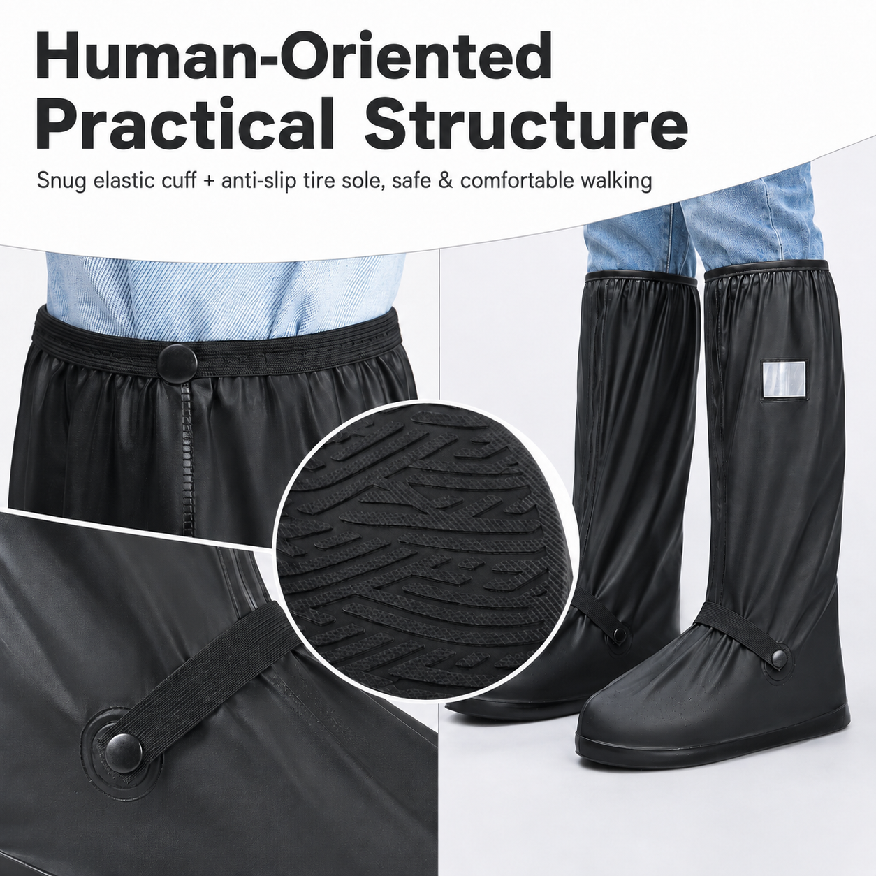 Waterproof Reusable Shoe Covers, Non‑Slip Rain Overshoes for Outdoor