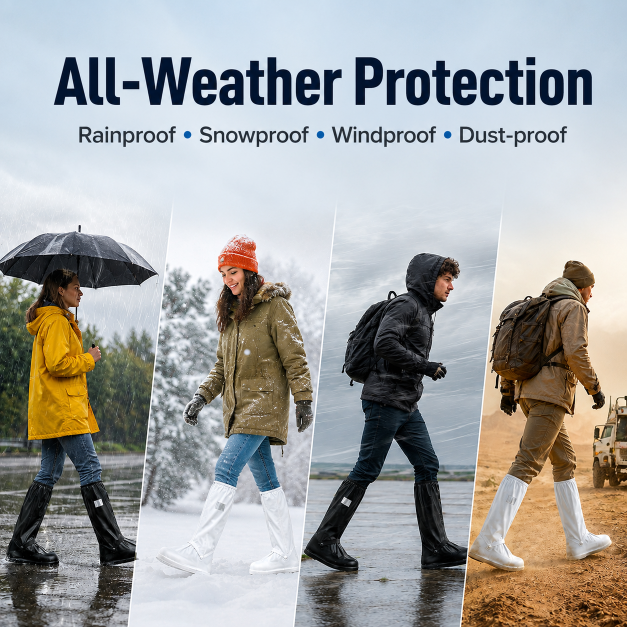 Waterproof Reusable Shoe Covers, Non‑Slip Rain Overshoes for Outdoor
