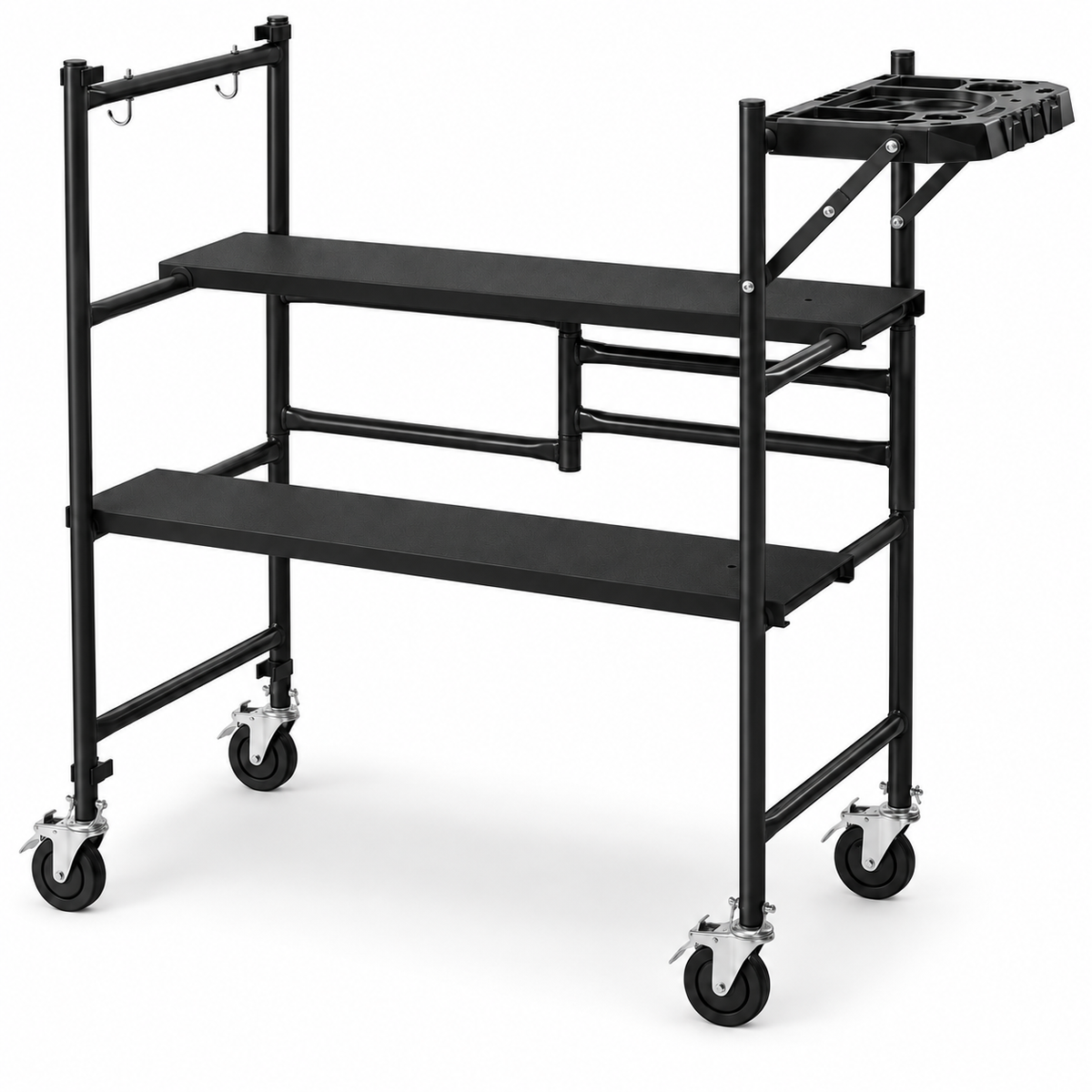 Portable Foldable Rolling Scaffold Work Platform, 500 lbs Capacity, with Locking Wheels, Tool Tray & Hooks for Painting & Renovation