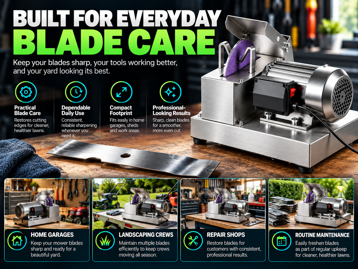 Stainless Steel Lawnmower Blade Sharpening Kit | 30° & 40° Adjustable Angle Bench Mount Blade Grinding Machine,