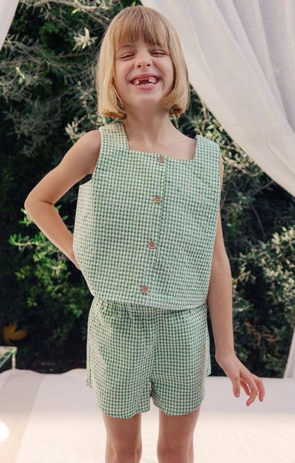 Little Maren Top ~ Field Green Gingham
