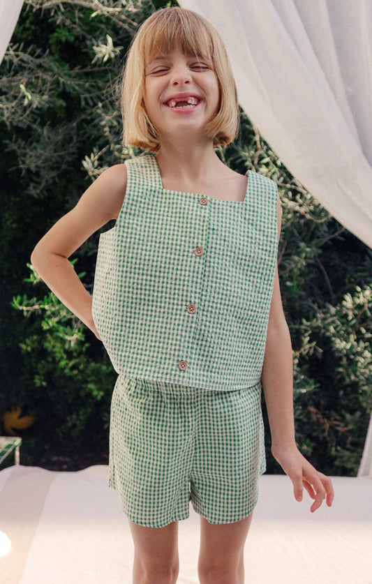 Little Maren Top ~ Field Green Gingham