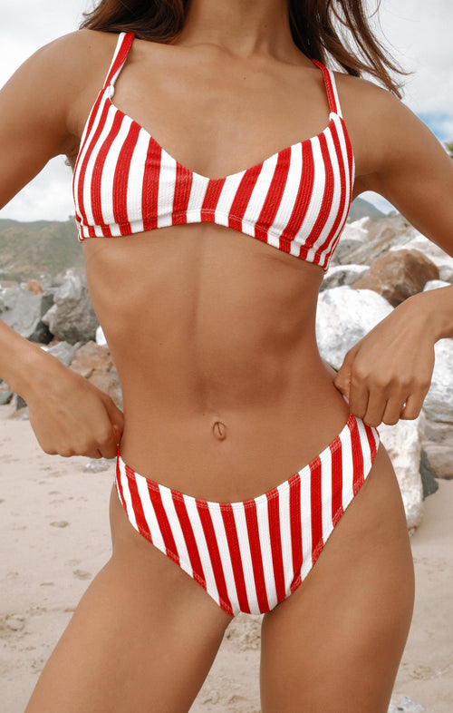 Maritime Top ~ Red Stripe Contour Scrunch