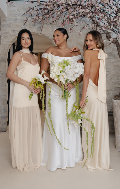 Lisa Maxi Dress ~ Buttercream Luxe Satin