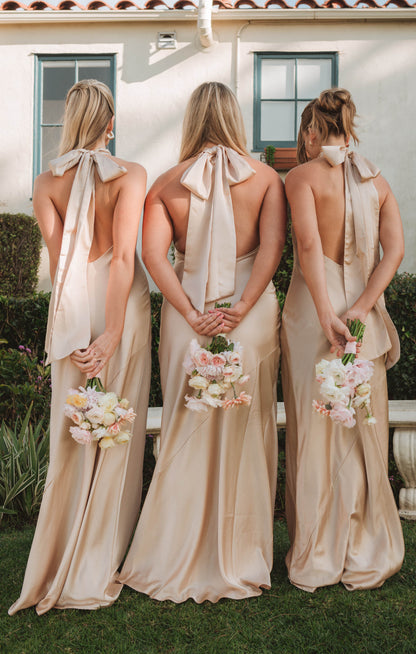 Lisa Maxi Dress ~ Champagne Luxe Satin