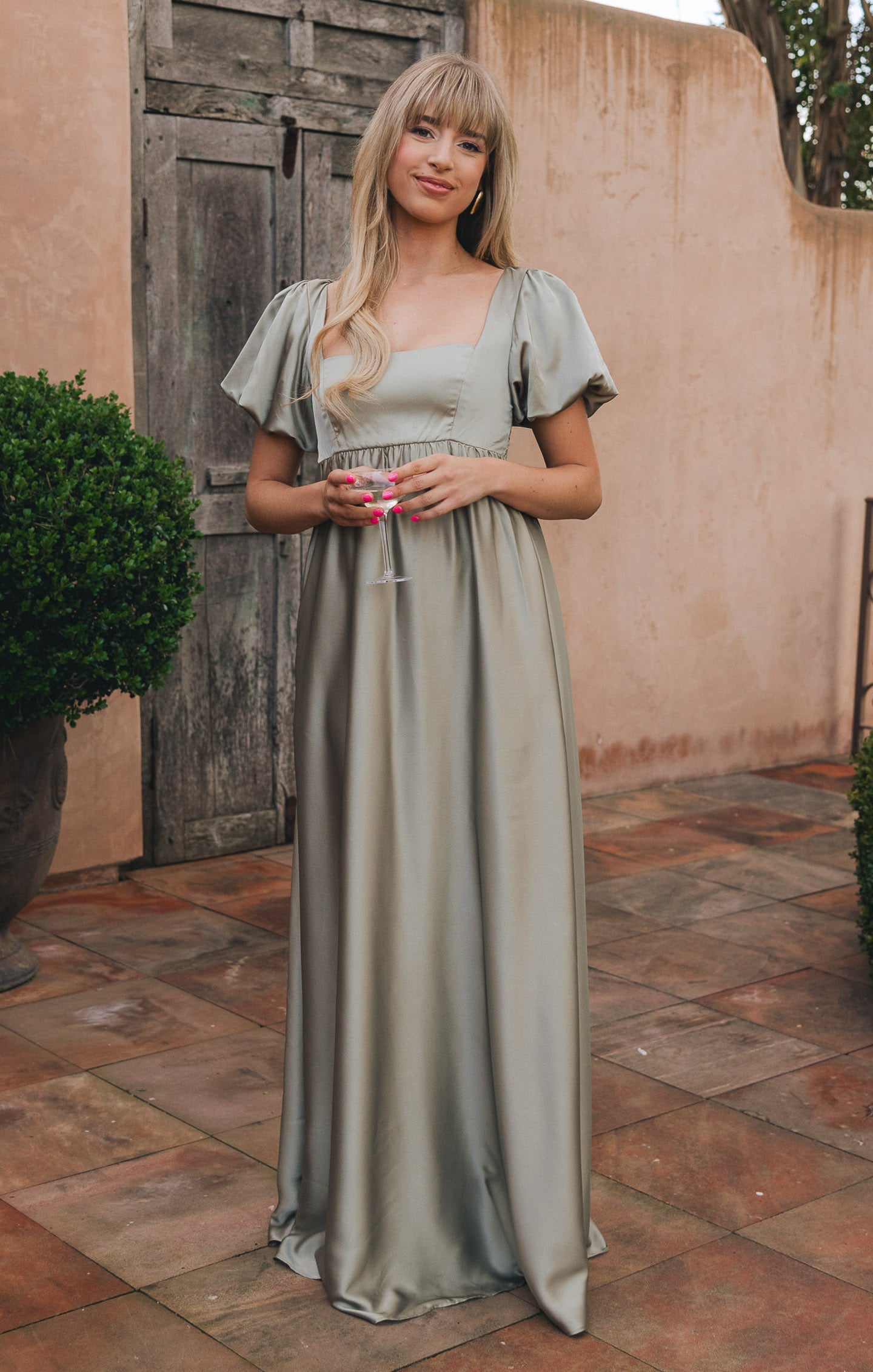 Nora Maxi Dress ~ Moss Green Luxe Satin