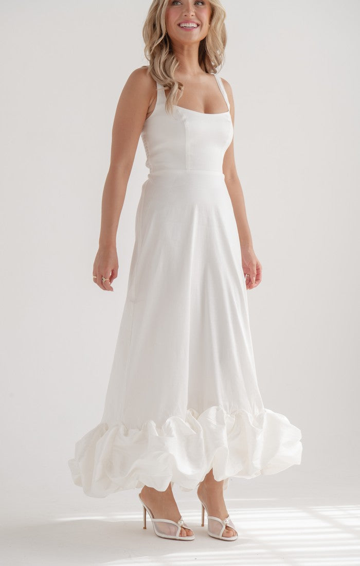 Rebecca Midi Dress ~ White Taffeta