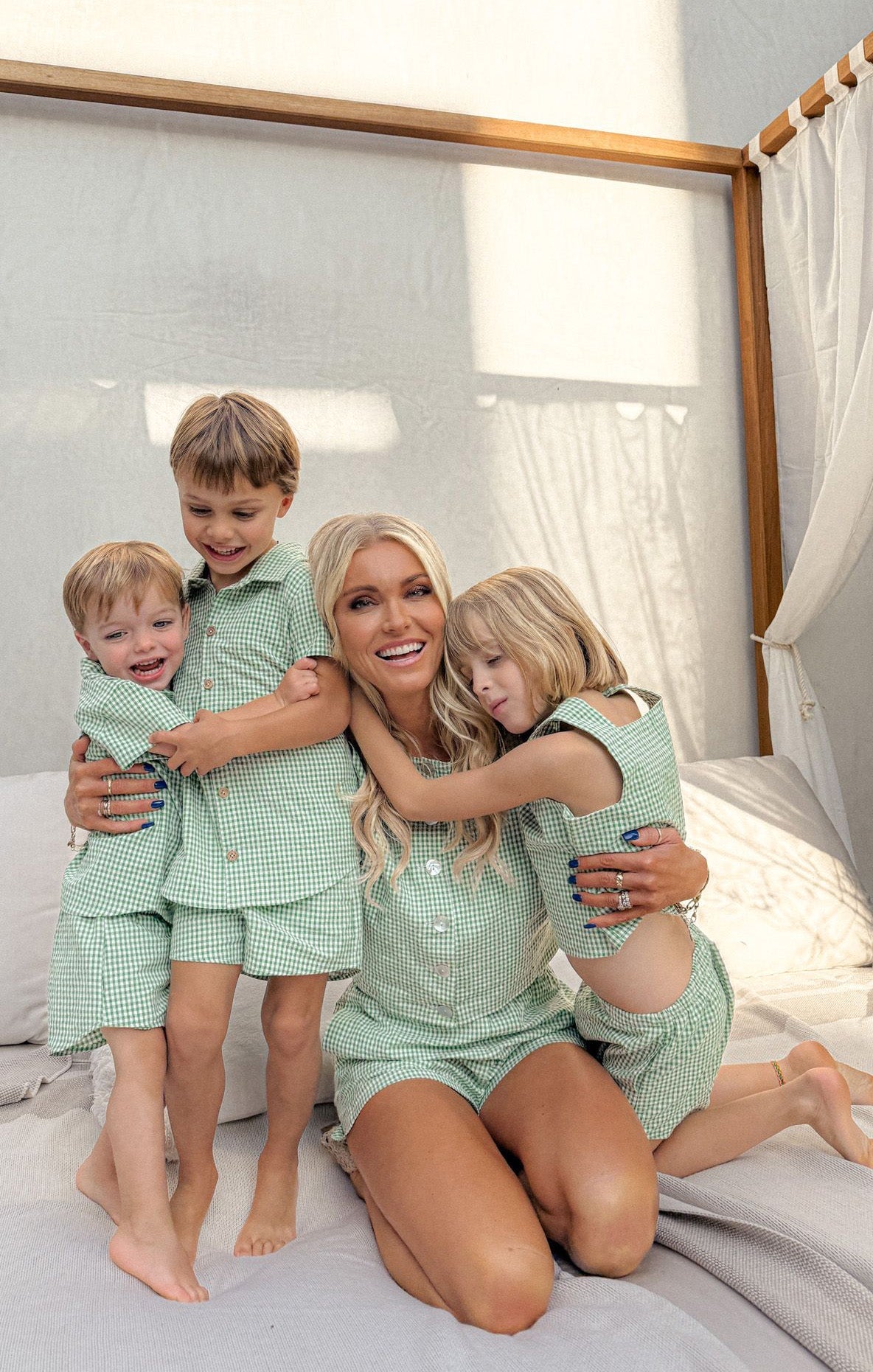 Lil Button Up Shirt ~ Field Green Gingham