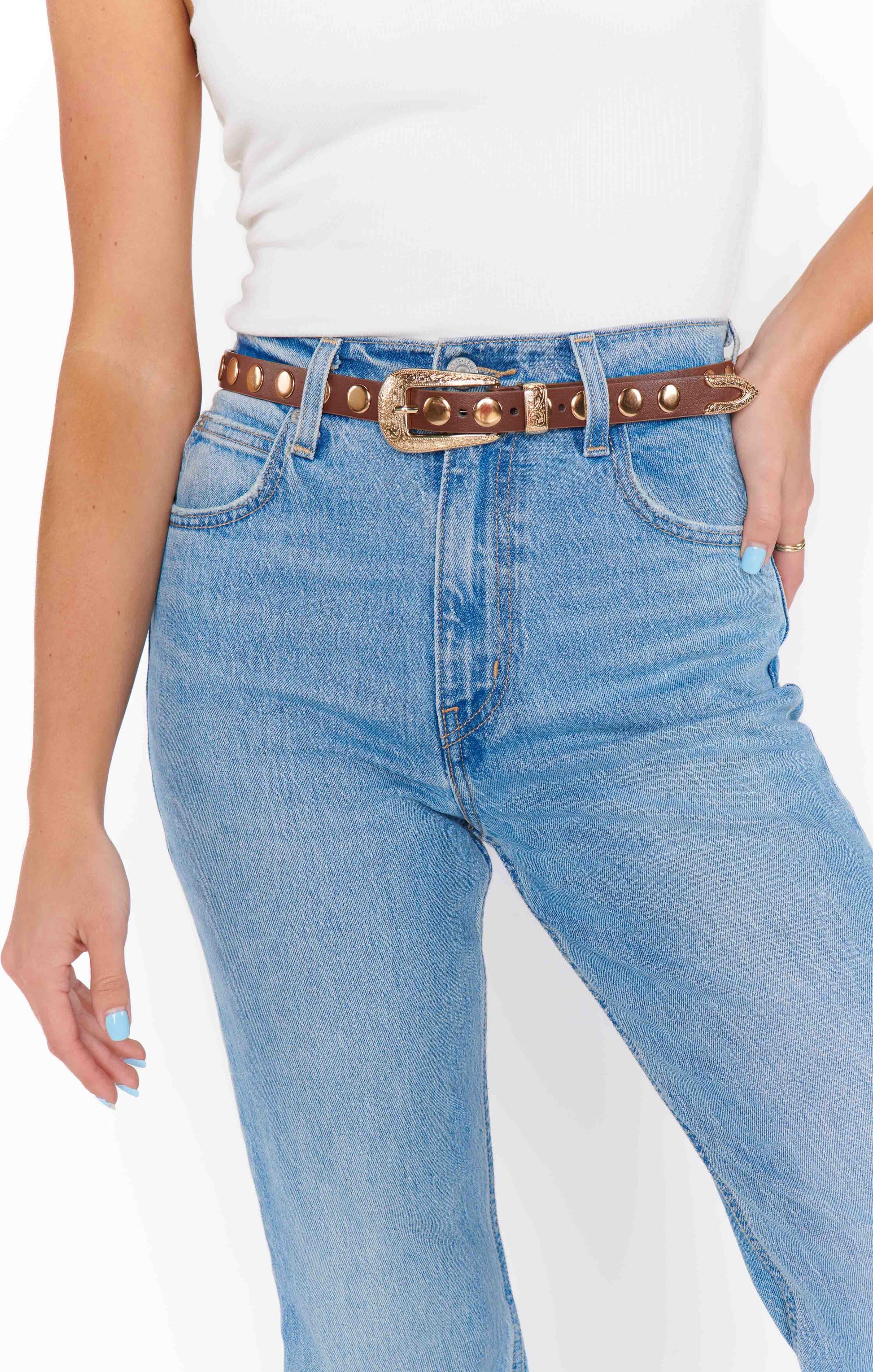 Petit Moments Phoenix Disco Stud Belt ~ Brown/Gold