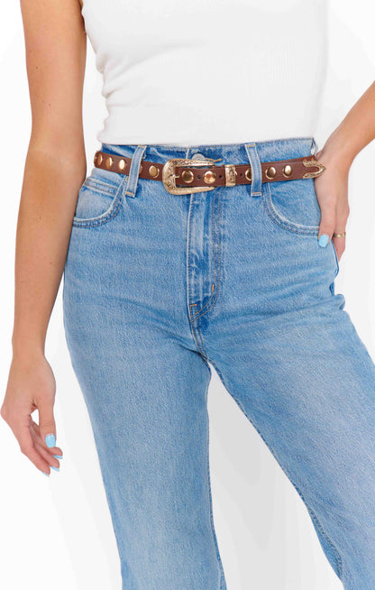 Petit Moments Phoenix Disco Stud Belt ~ Brown/Gold