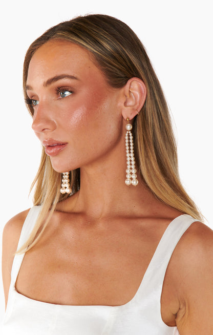 Pearl Tassle Earrings ~ Pearl
