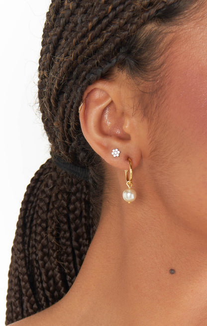 Mumu Weddings x Faithy Jewels Pearl Drop Hoop ~ Gold-Pearl