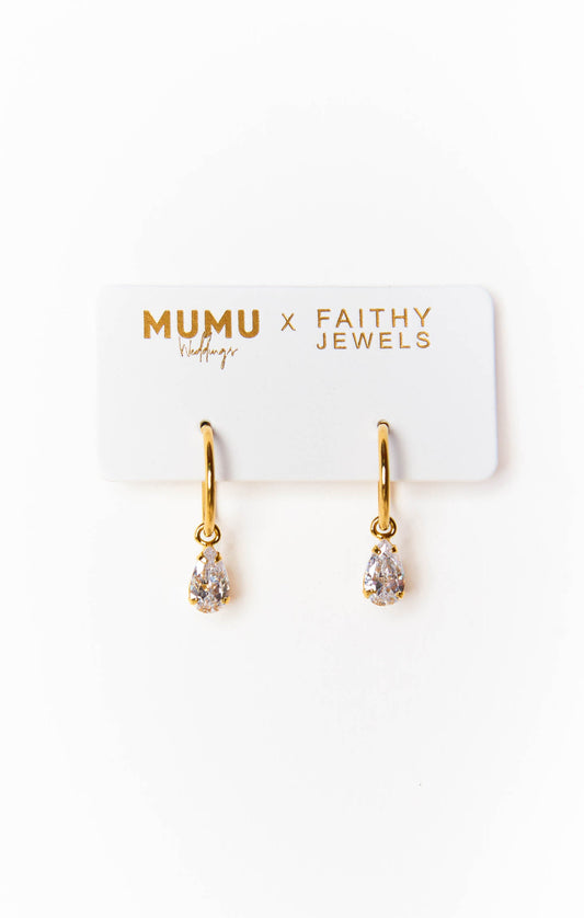 Mumu Weddings x Faithy Jewels Pear Drop Hoop ~ Gold
