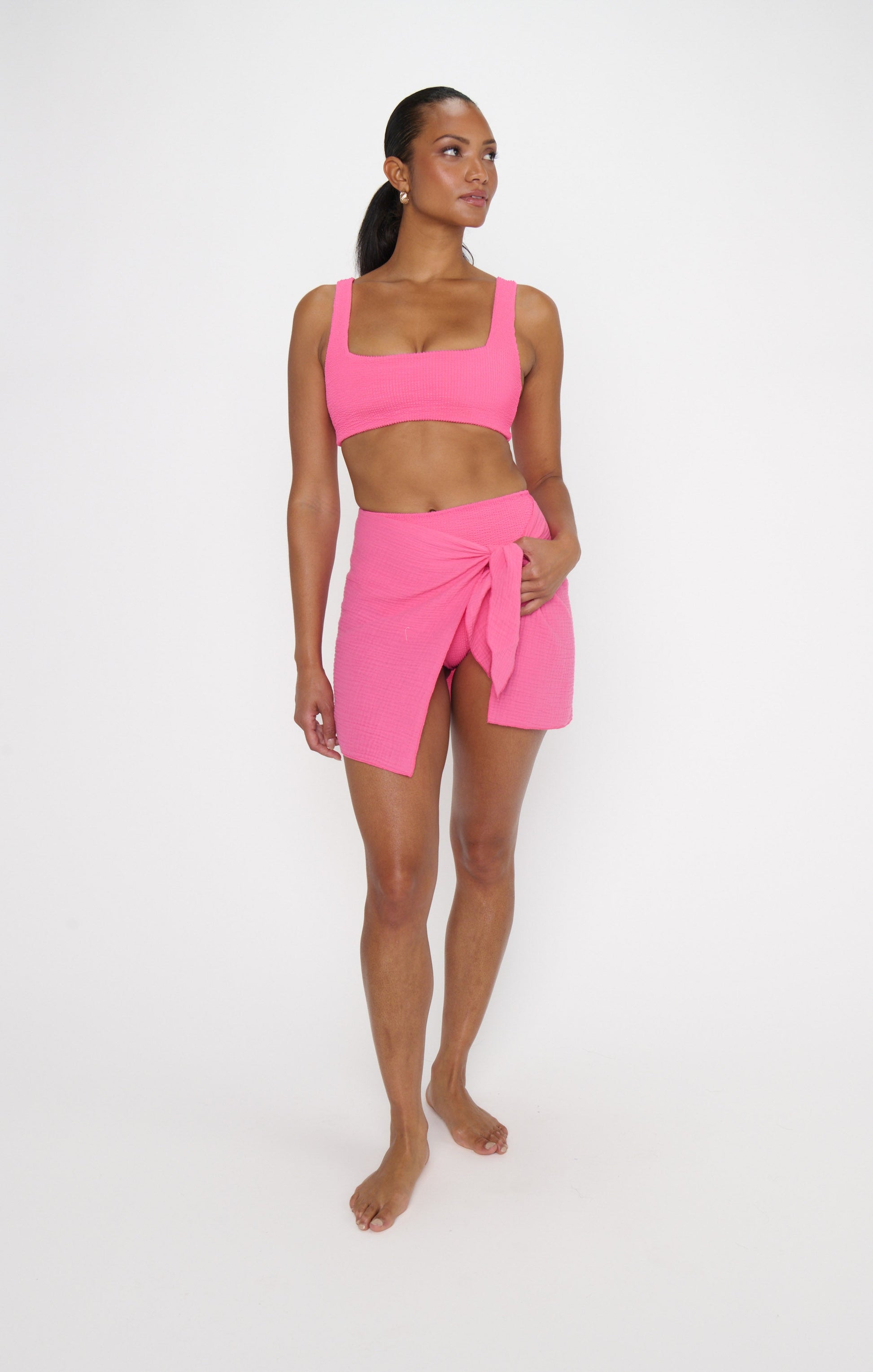 Leyla Sarong ~ Strawberry Pink Gauze
