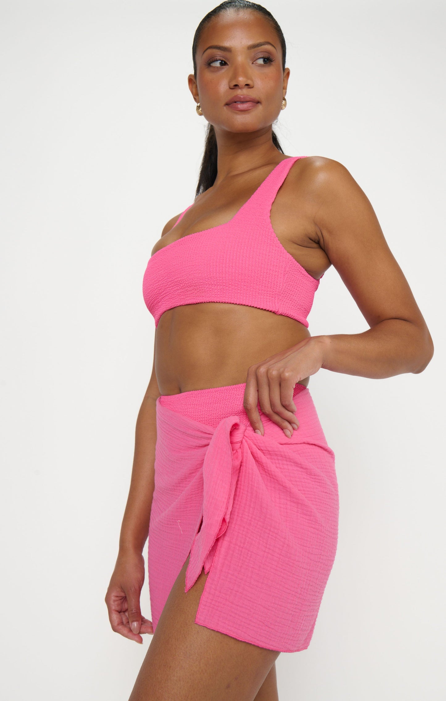 Leyla Sarong ~ Strawberry Pink Gauze