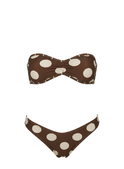 Calbira Cheeky Bikini Bottoms Brown / Cream Polka