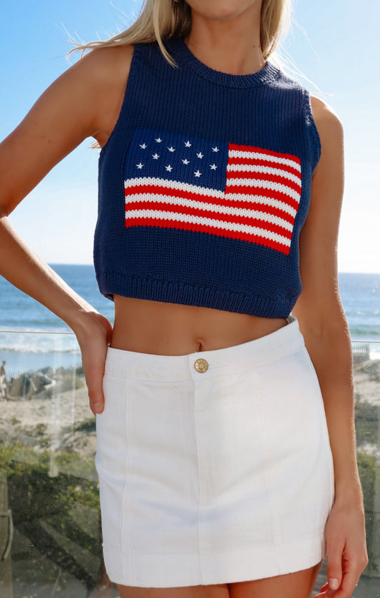 Milo Tank ~ Navy Flag Knit