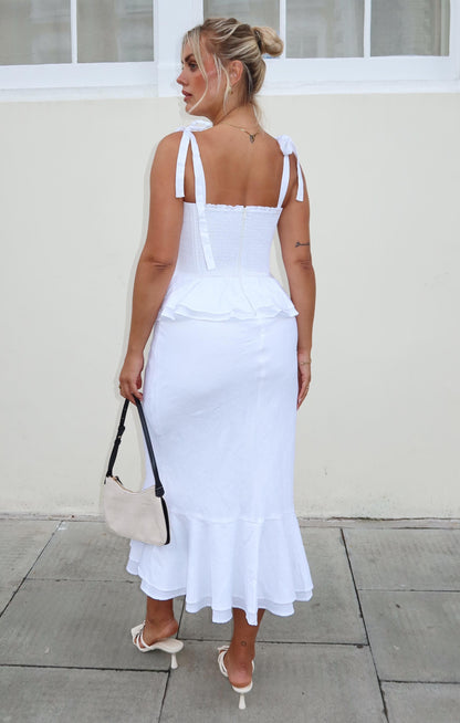 Pauline Peplum Dress ~ White