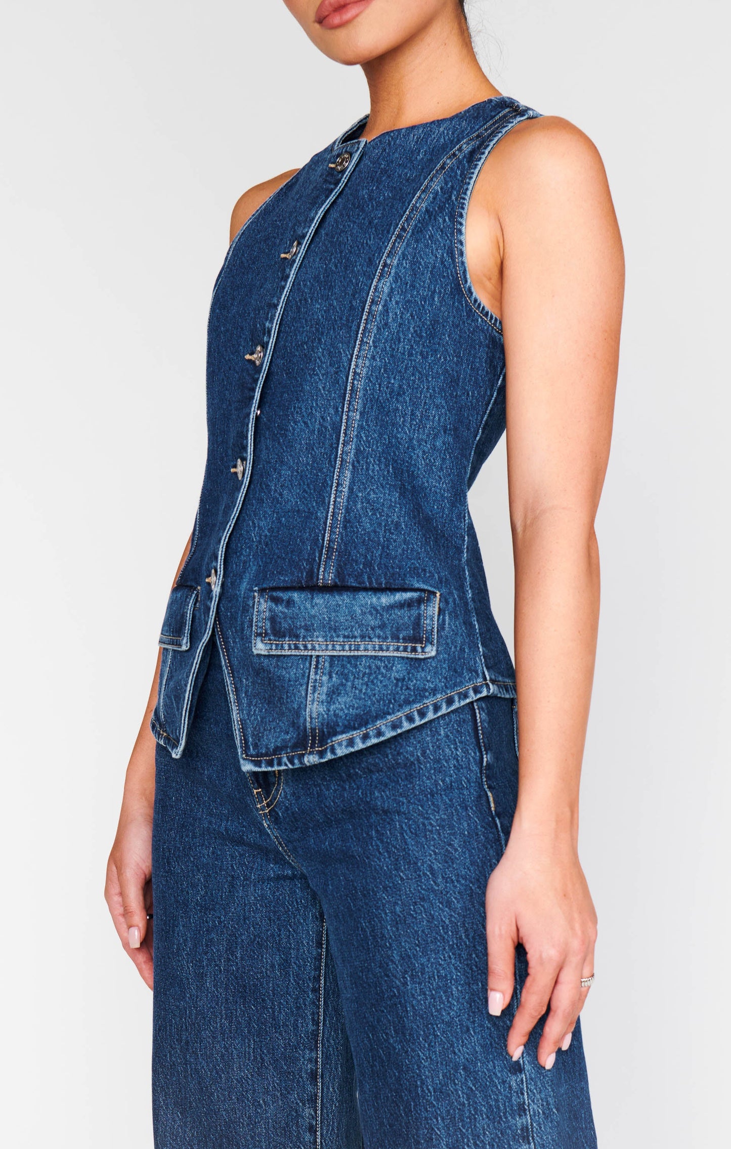 Midland Vest Top ~ Deep Well Indigo