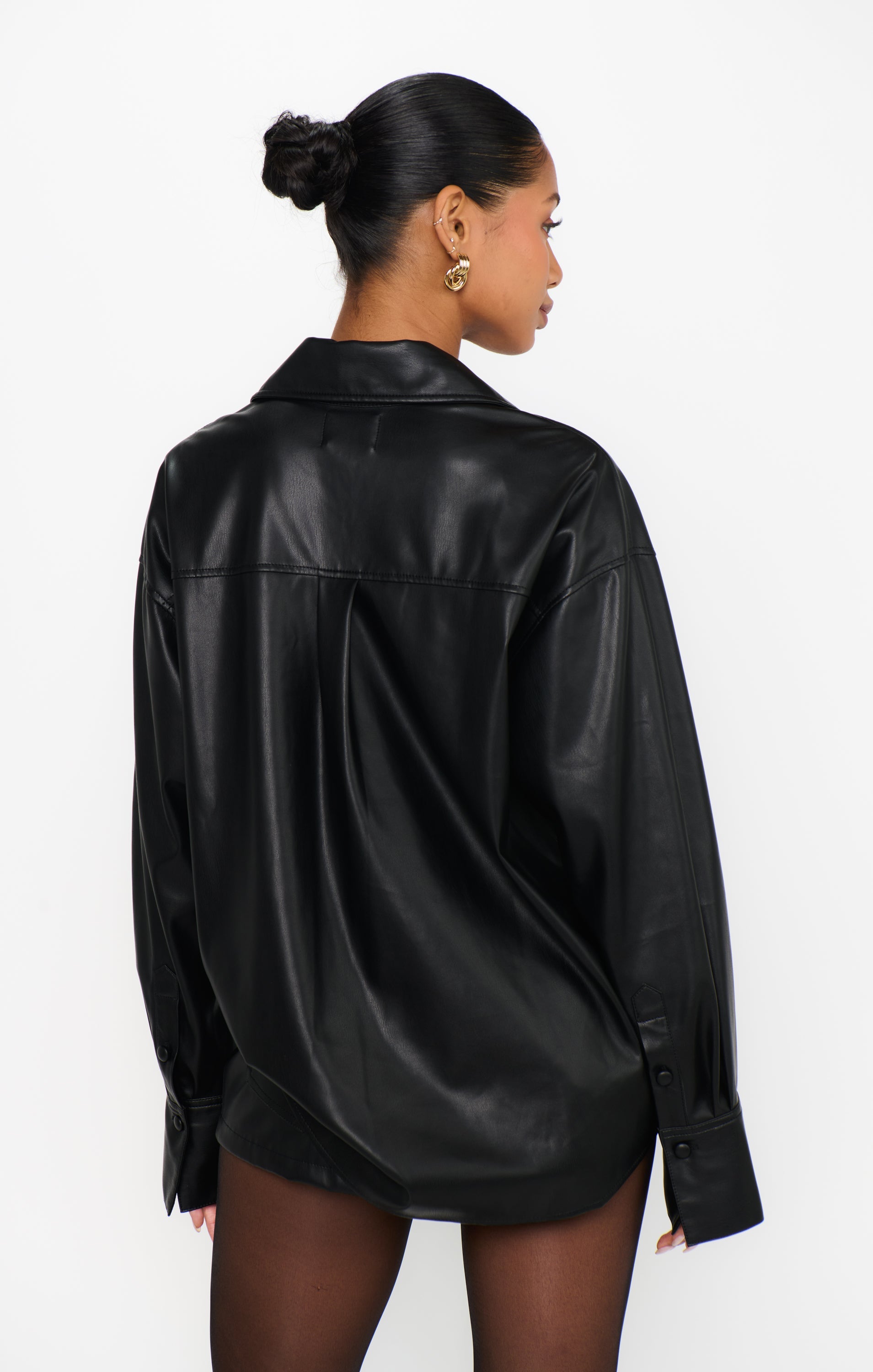 Lincoln Shirt Jacket ~ Black Faux Leather