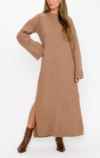 Lorraine Maxi Sweater Dress ~ Maple Brown Knit