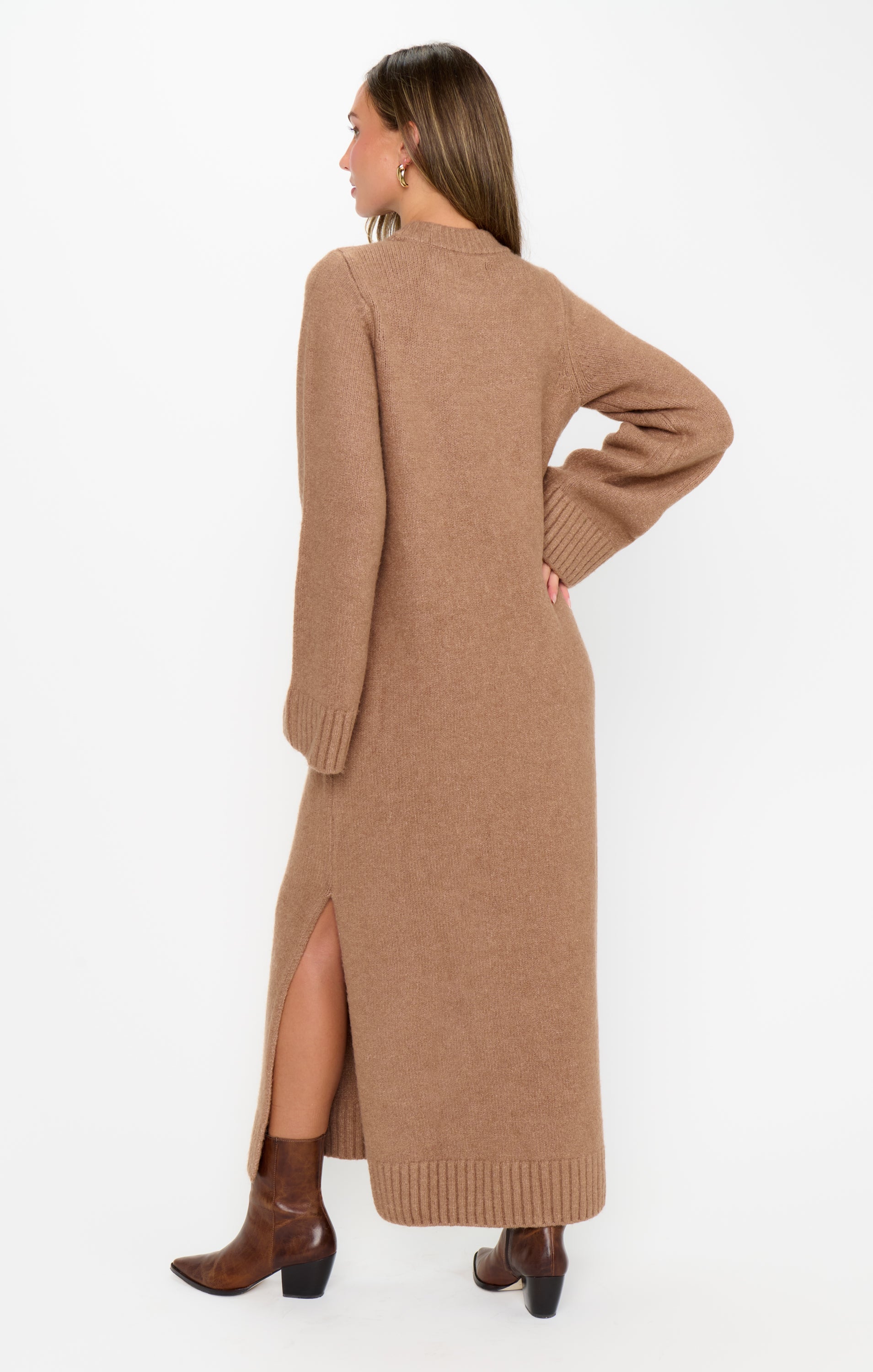 Lorraine Maxi Sweater Dress ~ Maple Brown Knit