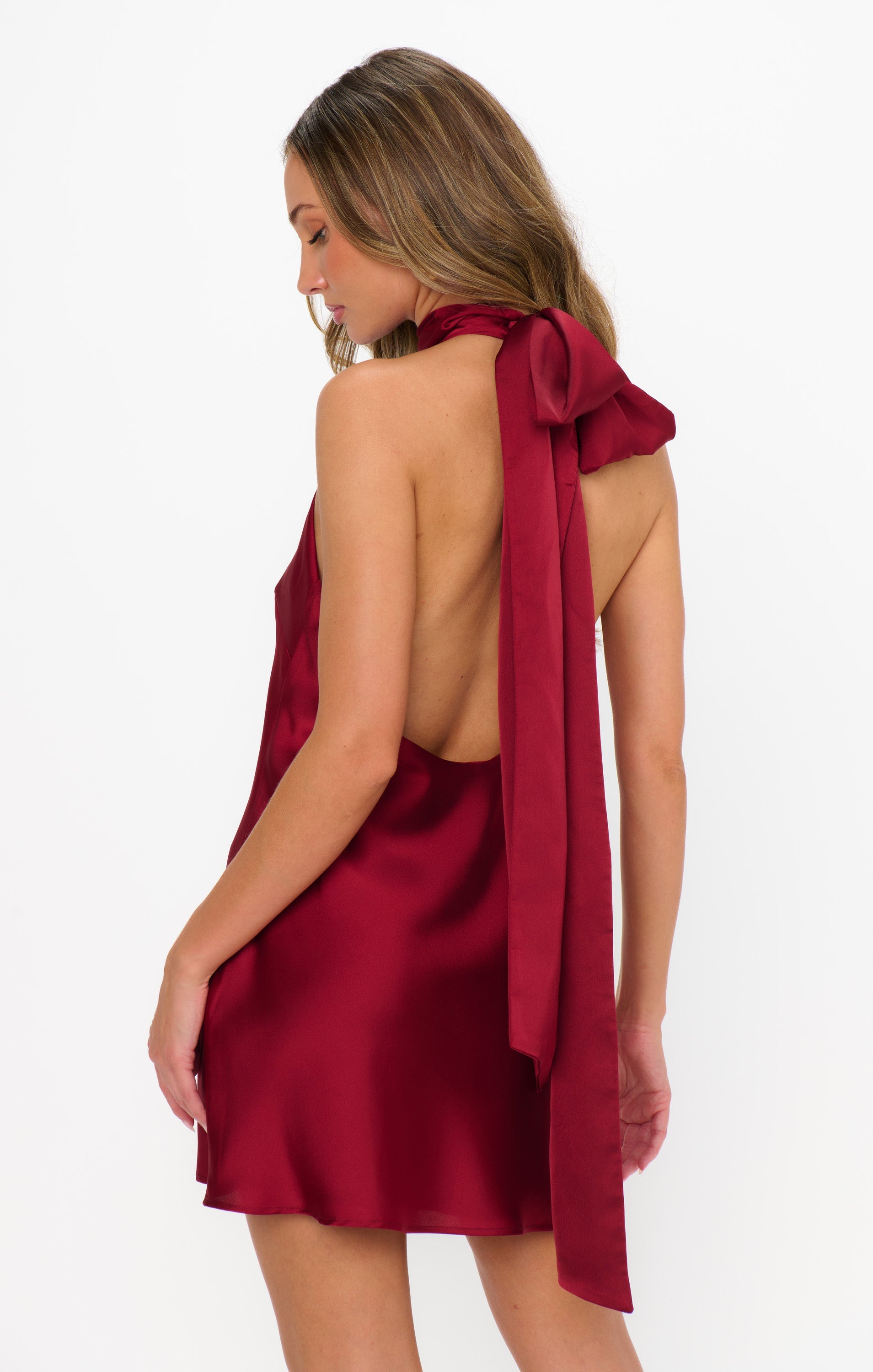 Lisa Mini Dress ~ Cranberry Luxe Satin