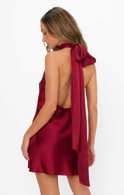 Lisa Mini Dress ~ Cranberry Luxe Satin