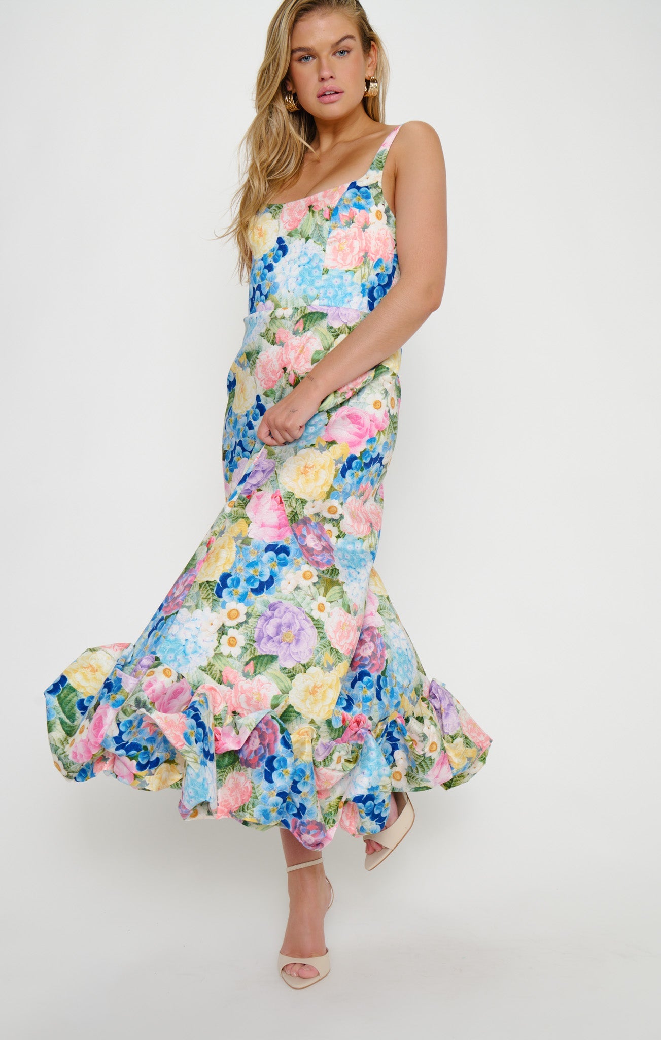 Rebecca Midi Dress ~ Flower Shop Taffeta