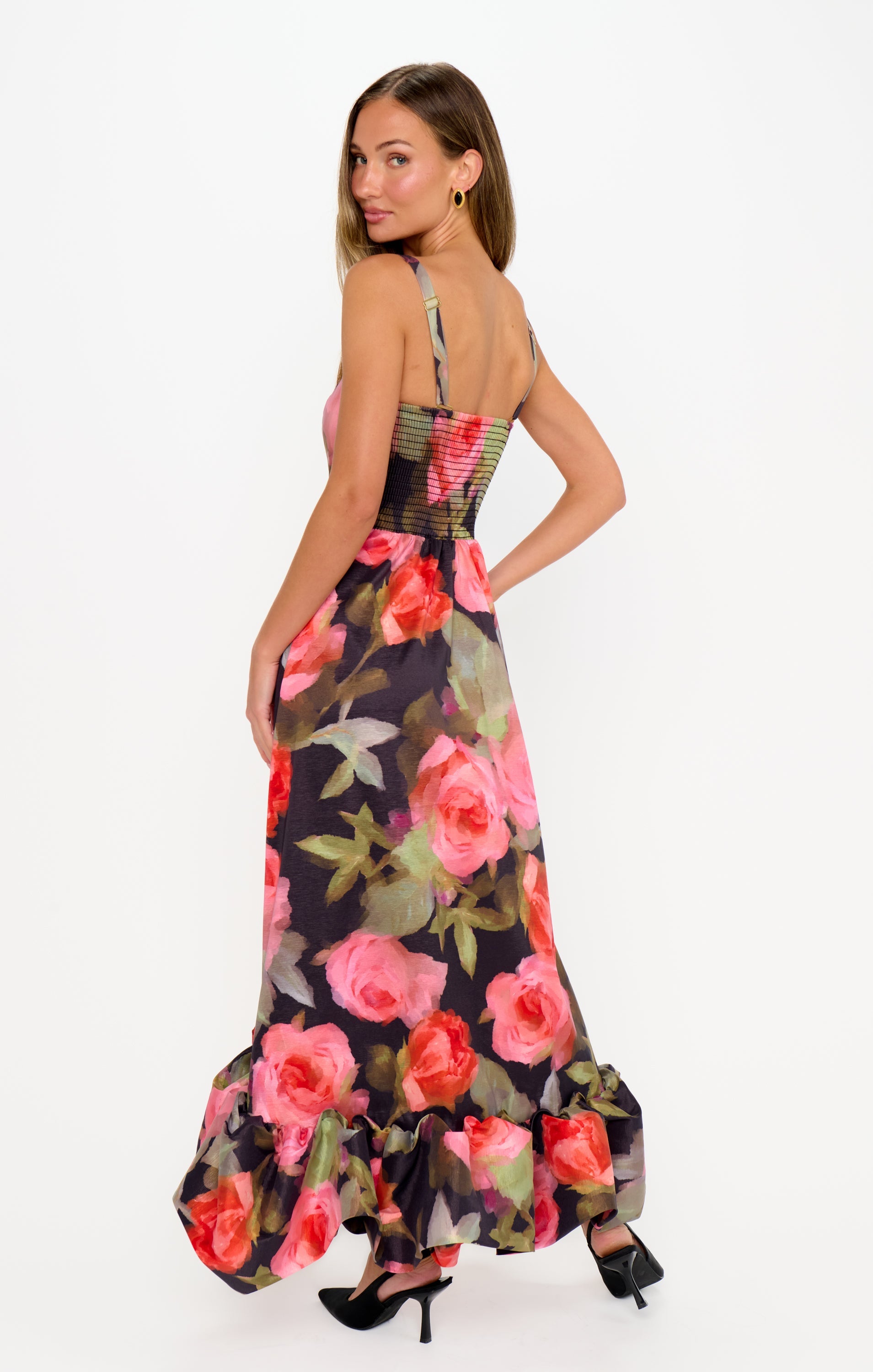 Rebecca Midi Dress ~ Noir Blooms