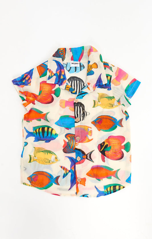 Lil Button Up Shirt ~ Rainbow Reef