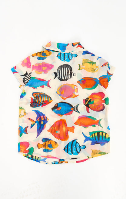 Lil Button Up Shirt ~ Rainbow Reef