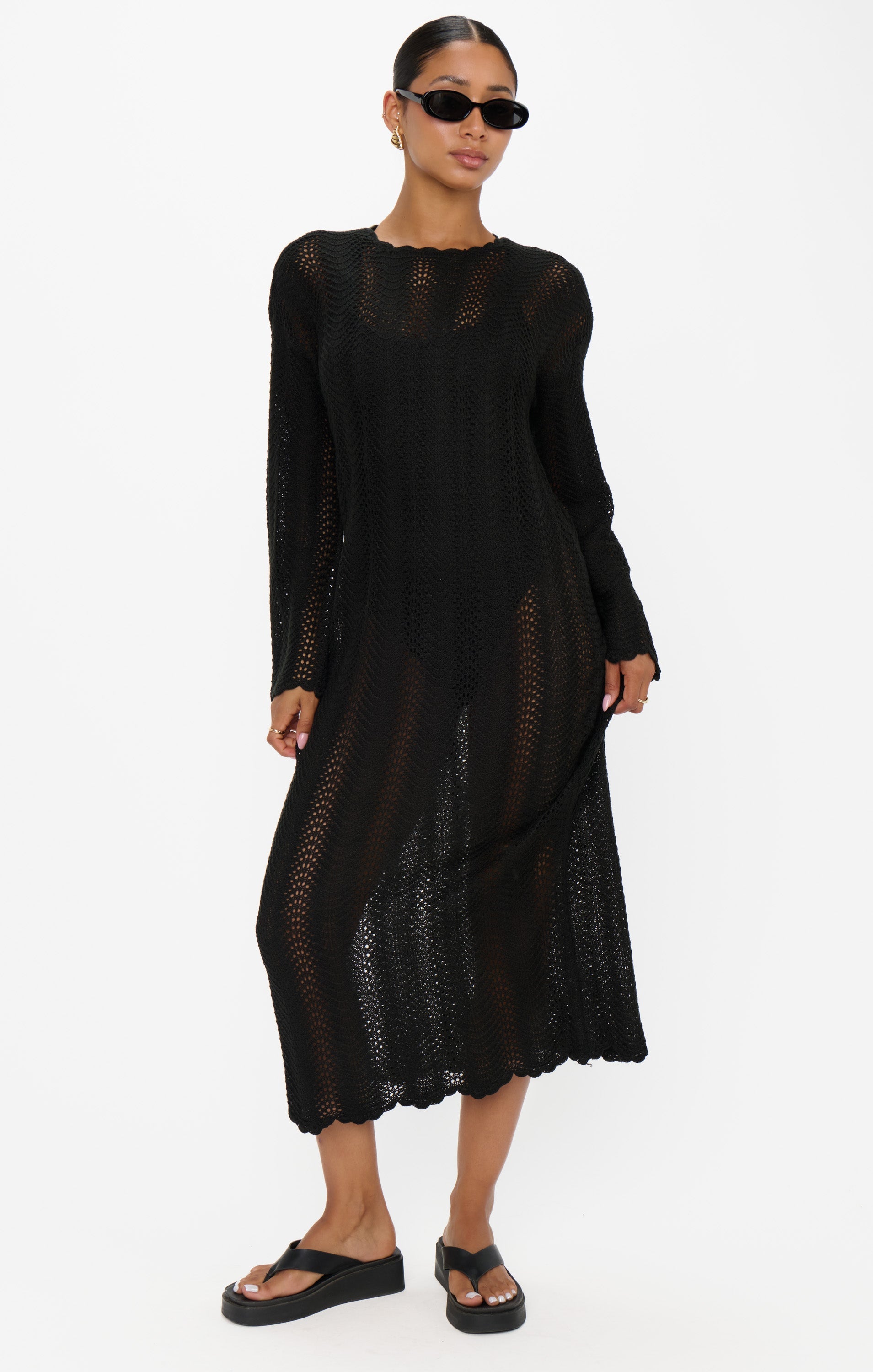 Packable Maxi Pullover ~ Black Crochet