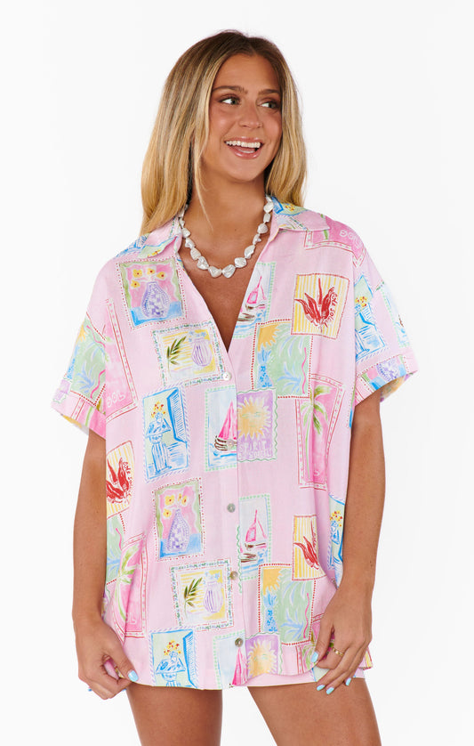 Parker Button Down ~ Summer Soleil Linen