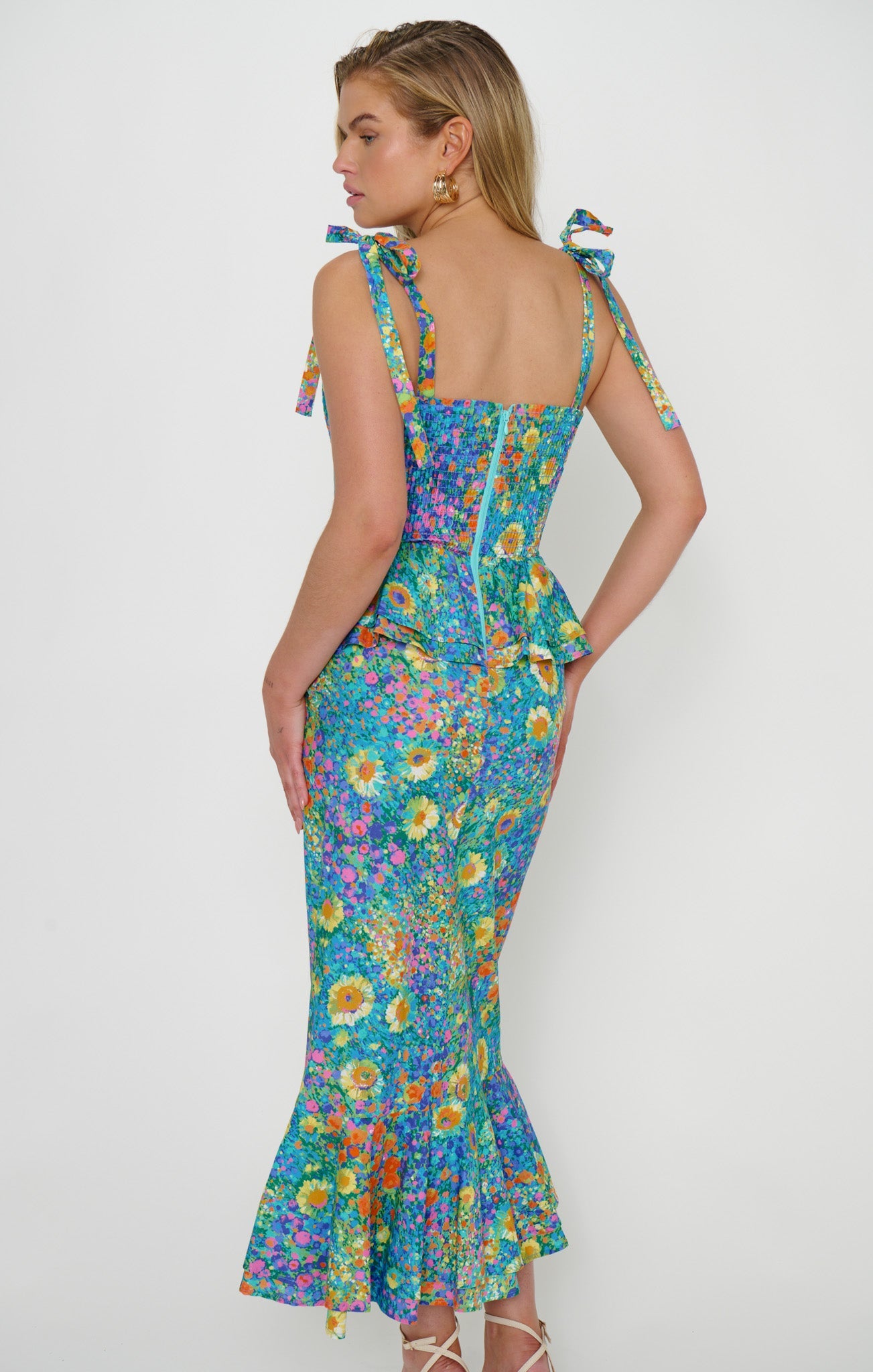 Pauline Peplum Dress ~ Painterly Petals