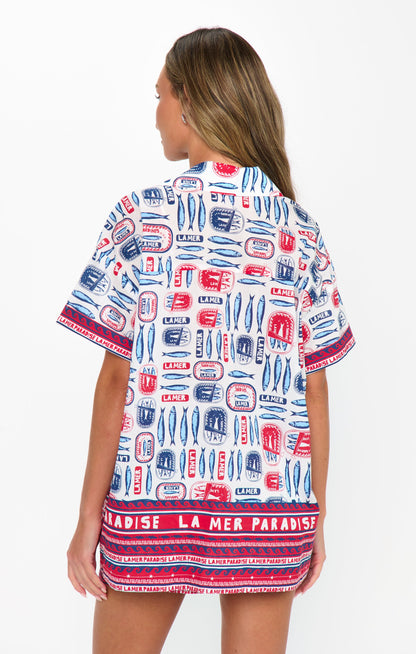 Parker Button Down ~ Sardine Border