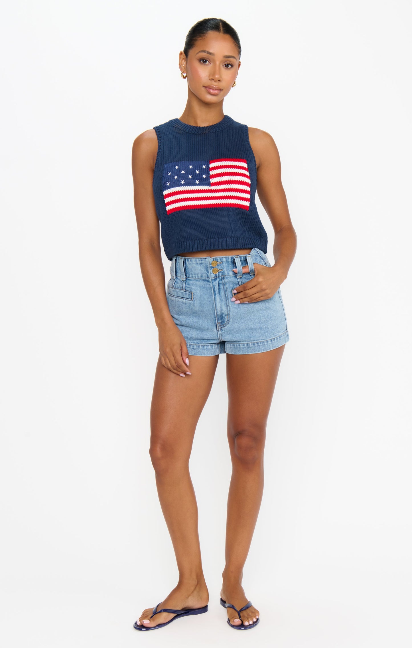 Milo Tank ~ Navy Flag Knit