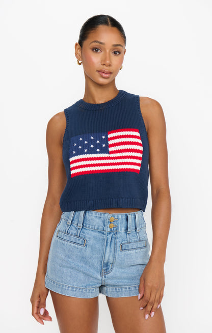 Milo Tank ~ Navy Flag Knit