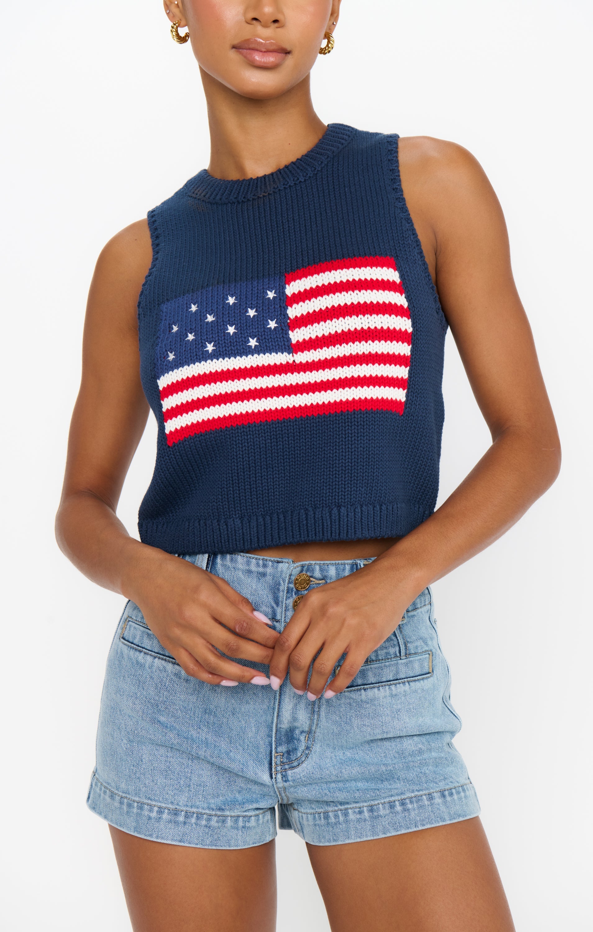 Milo Tank ~ Navy Flag Knit