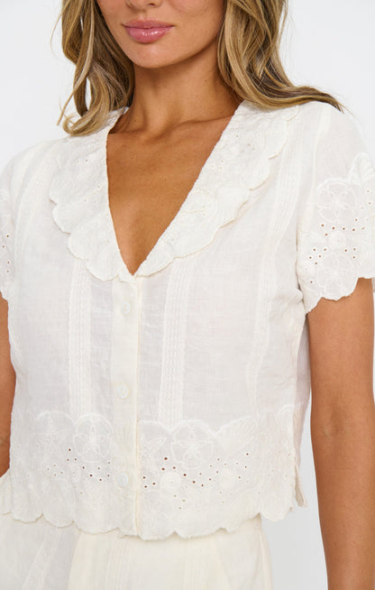 Lyla Top ~ White Eyelet Embroidery