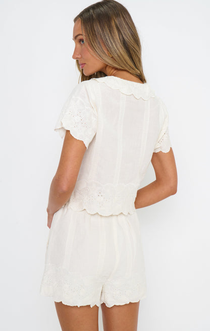 Lyla Top ~ White Eyelet Embroidery