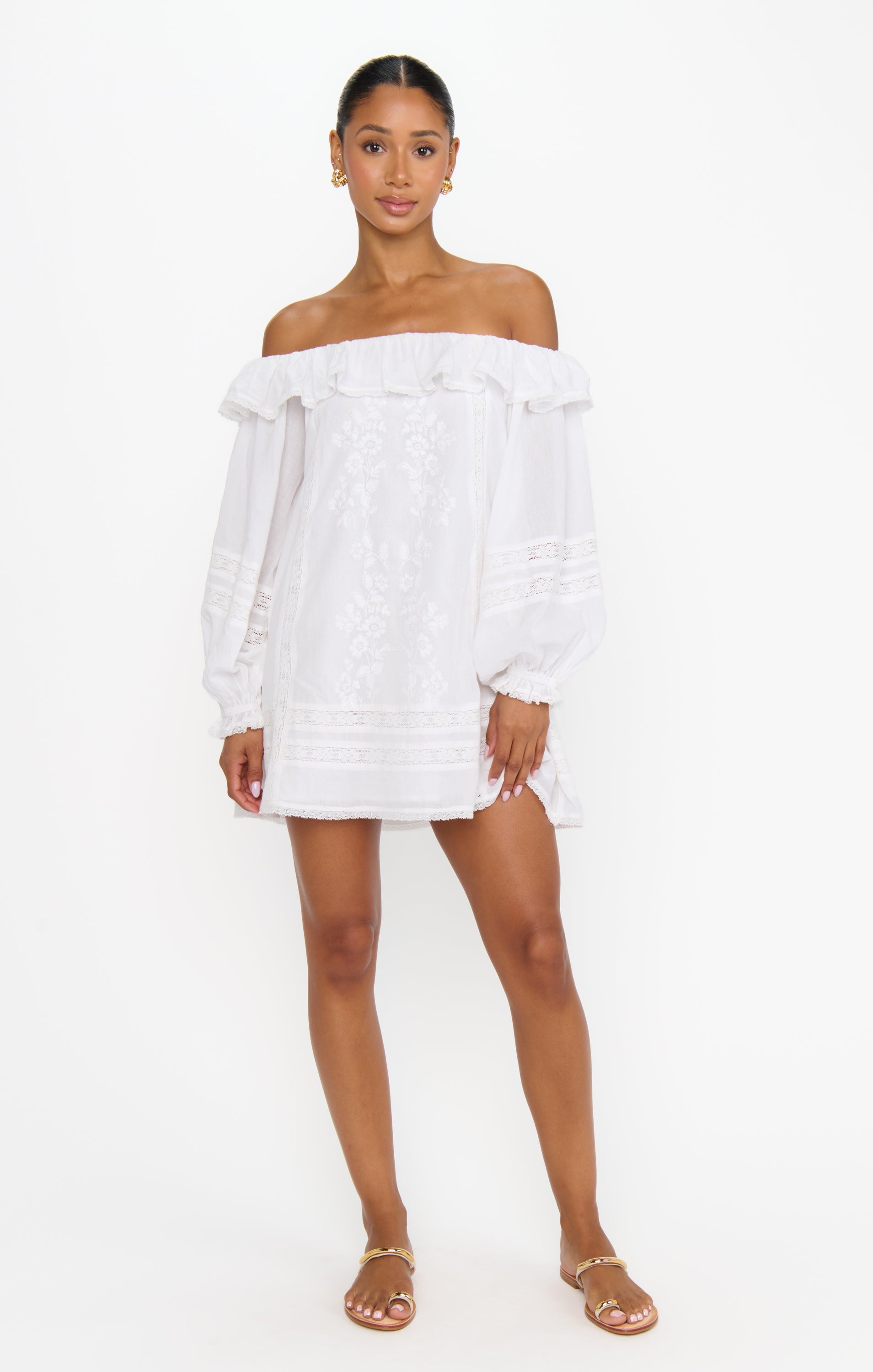 Meadow Mini Dress ~ Cream Voile Trim