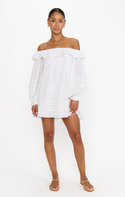 Meadow Mini Dress ~ Cream Voile Trim
